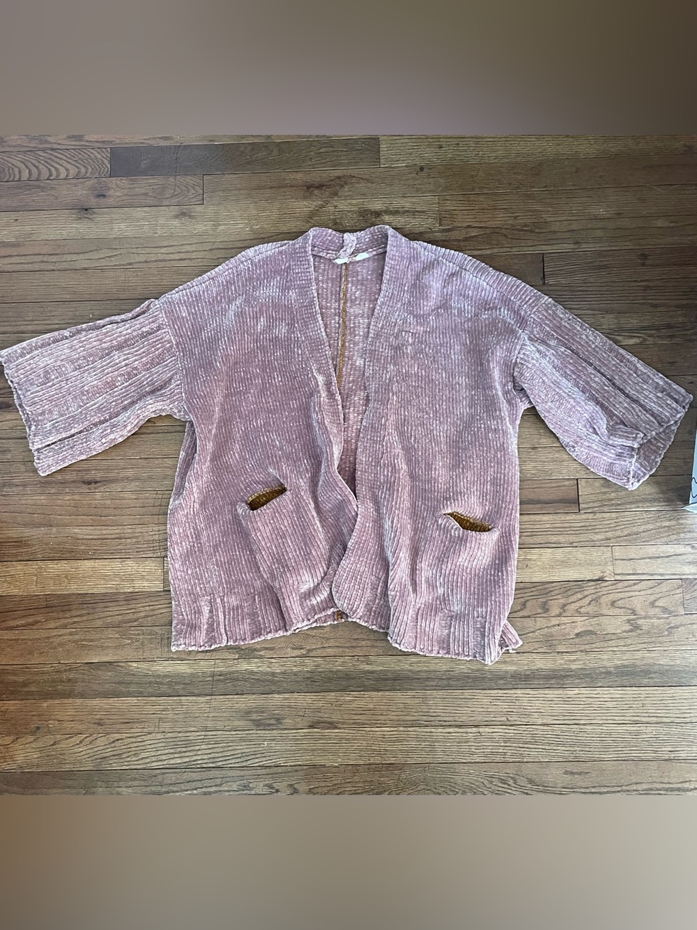 Moth Chenille Open-Front Cardigan Sweater Dusty Rose